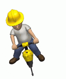 Construction man jackhammering crazy style